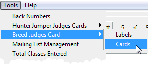 Judges Card Menu