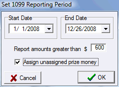 Set 1099 Reporting Period Dialog