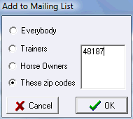 Add To Mail List Dialog